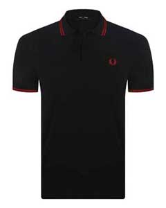 FRED PERRY POLO - ZWART/ROOD