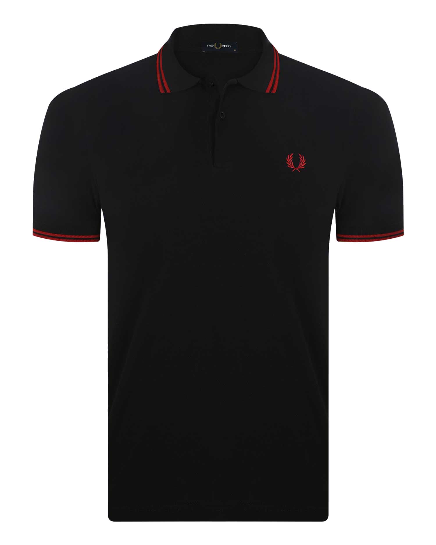 POLO FRED PERRY - NOIR/ROUGE